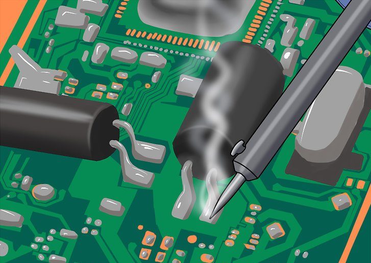 Step #6 – Warm up the old solder with your soldering iron