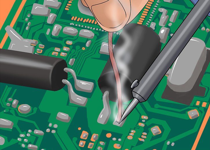 Step #4 – use the braid to remove the solder