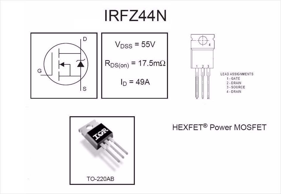 Pin Configuration of IRFZ44N