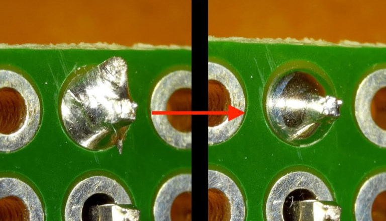 Cold solder joint and a good solder joint