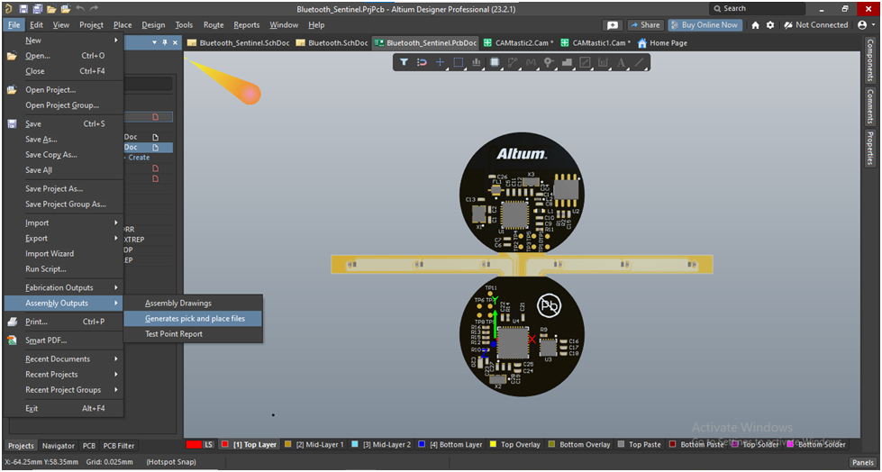 Step 10 - select Generate pick and place Files