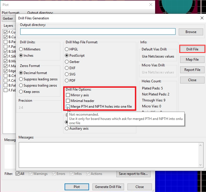 Step 4.2 Drill File button on the left side of the window
