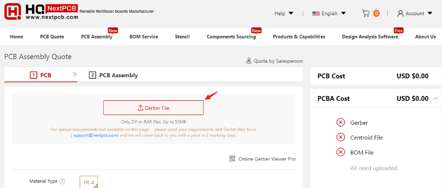 Step 3: Upload Files for Ordering PCB Board Online