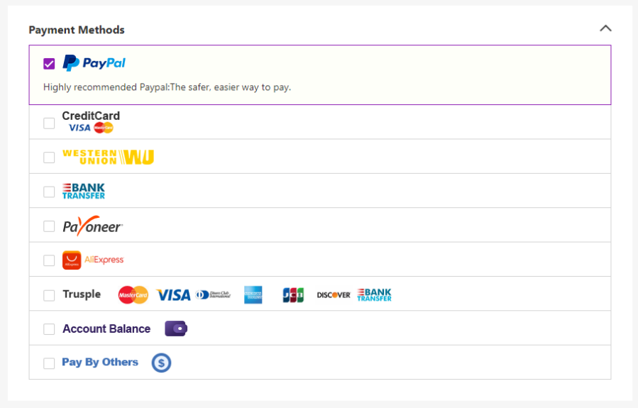 Step 10: Select a Payment Method